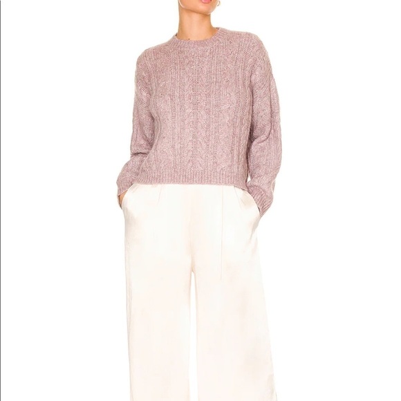 NWT Weekend Stories Alpaca Blend Antonia Cable Crew Neck Pullover in Blush Pink - Picture 2 of 10